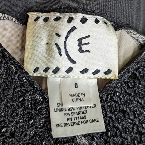 Vintage Ice Beaded and Crocheted Black Dress Size 0 - Picture 6 of 7